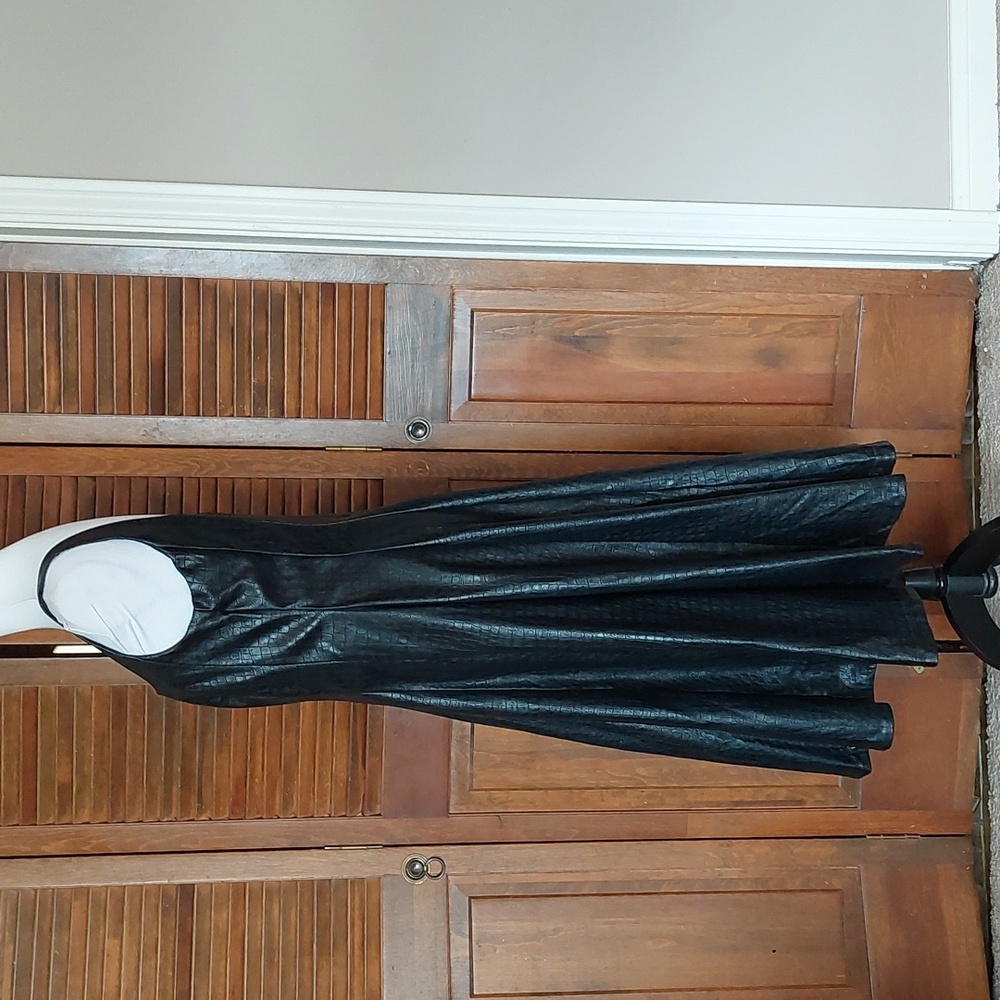 Anthropologie Avec Les Filles Black Faux Leather Midi Dress Sz LP - Picture 5 of 16